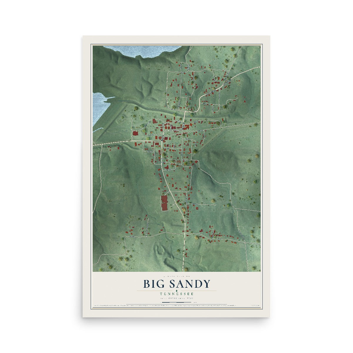 Map of Big Sandy, Tennessee, 12 x 18 inch unframed archival matte print