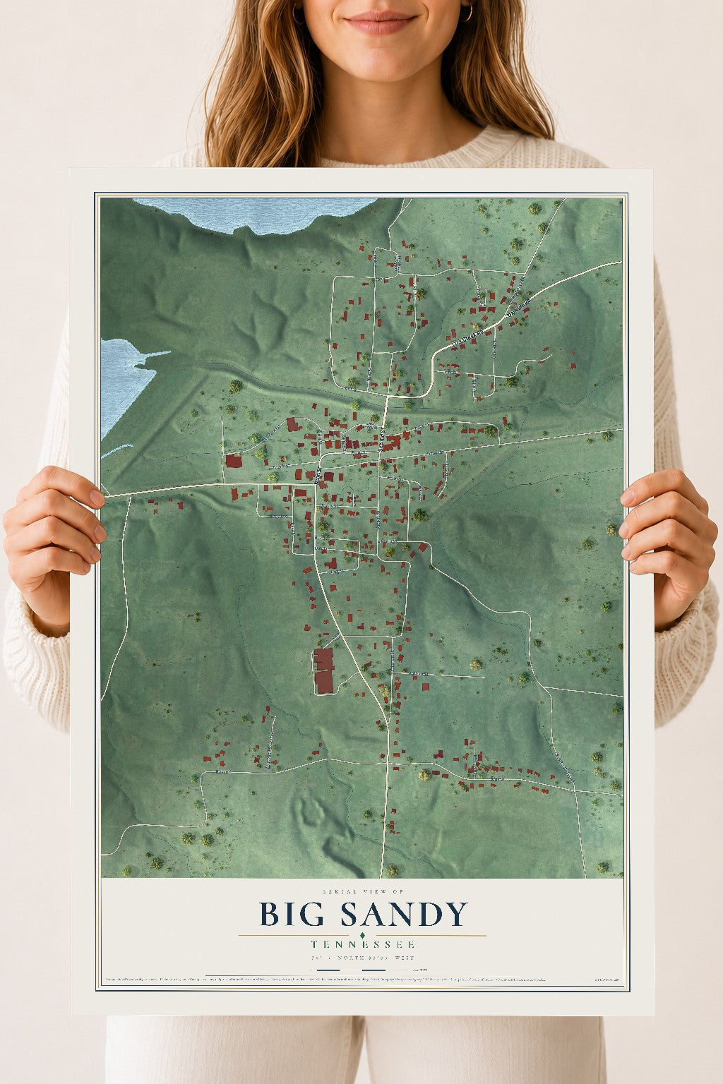 Map of Big Sandy, Tennessee, 18 x 24 inch unframed archival matte print