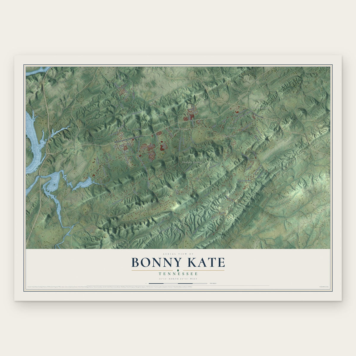 Bonny Kate, Tennessee map print, the full design