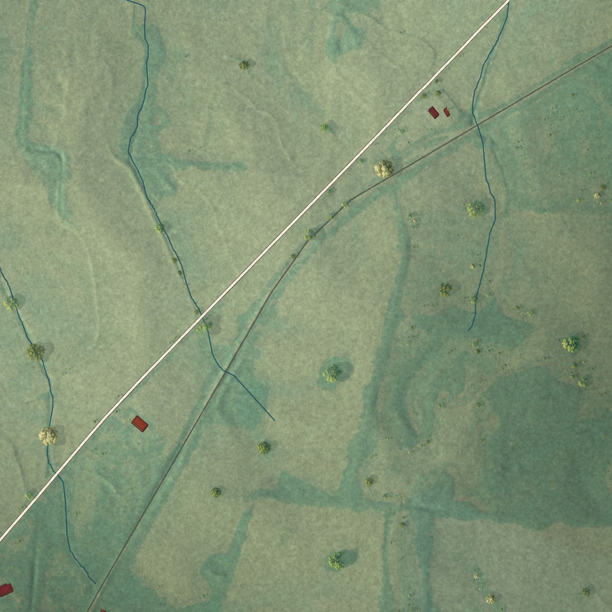 Second close-up of the map of Braden, Tennessee print showing more streets and buildings
