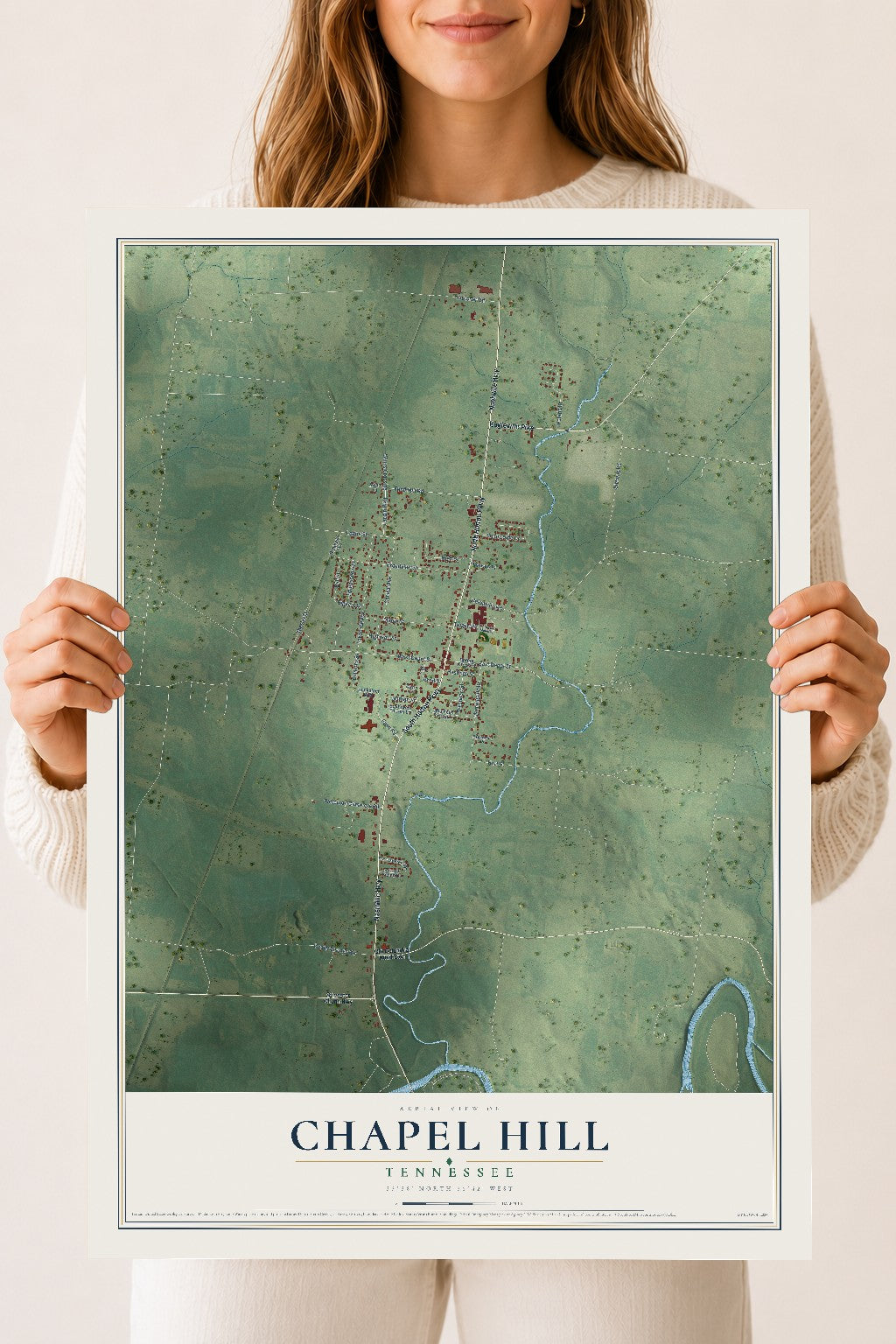 Map of Chapel Hill, Tennessee, 18 x 24 inch unframed archival matte print
