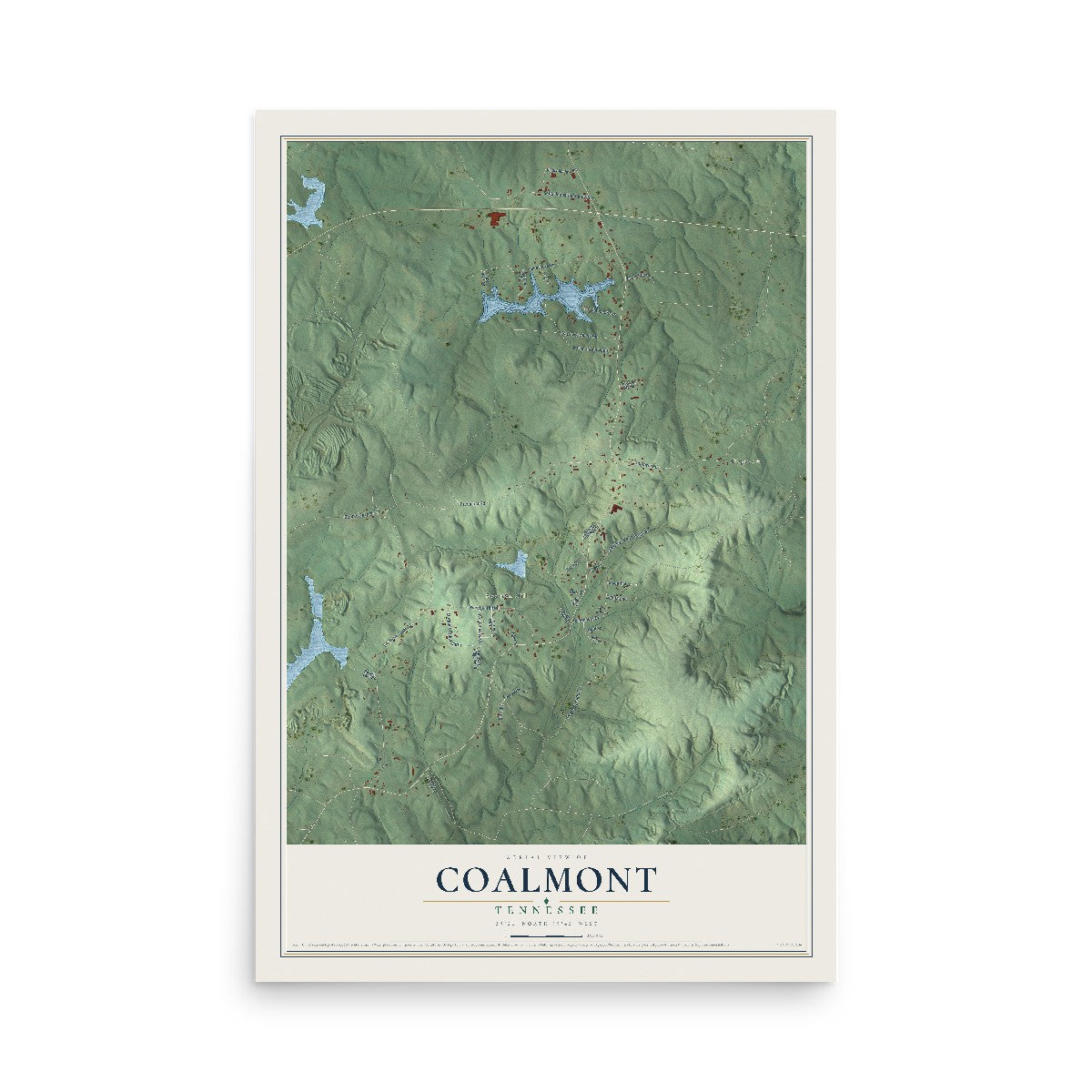 Map of Coalmont, Tennessee, 12 x 18 inch unframed archival matte print