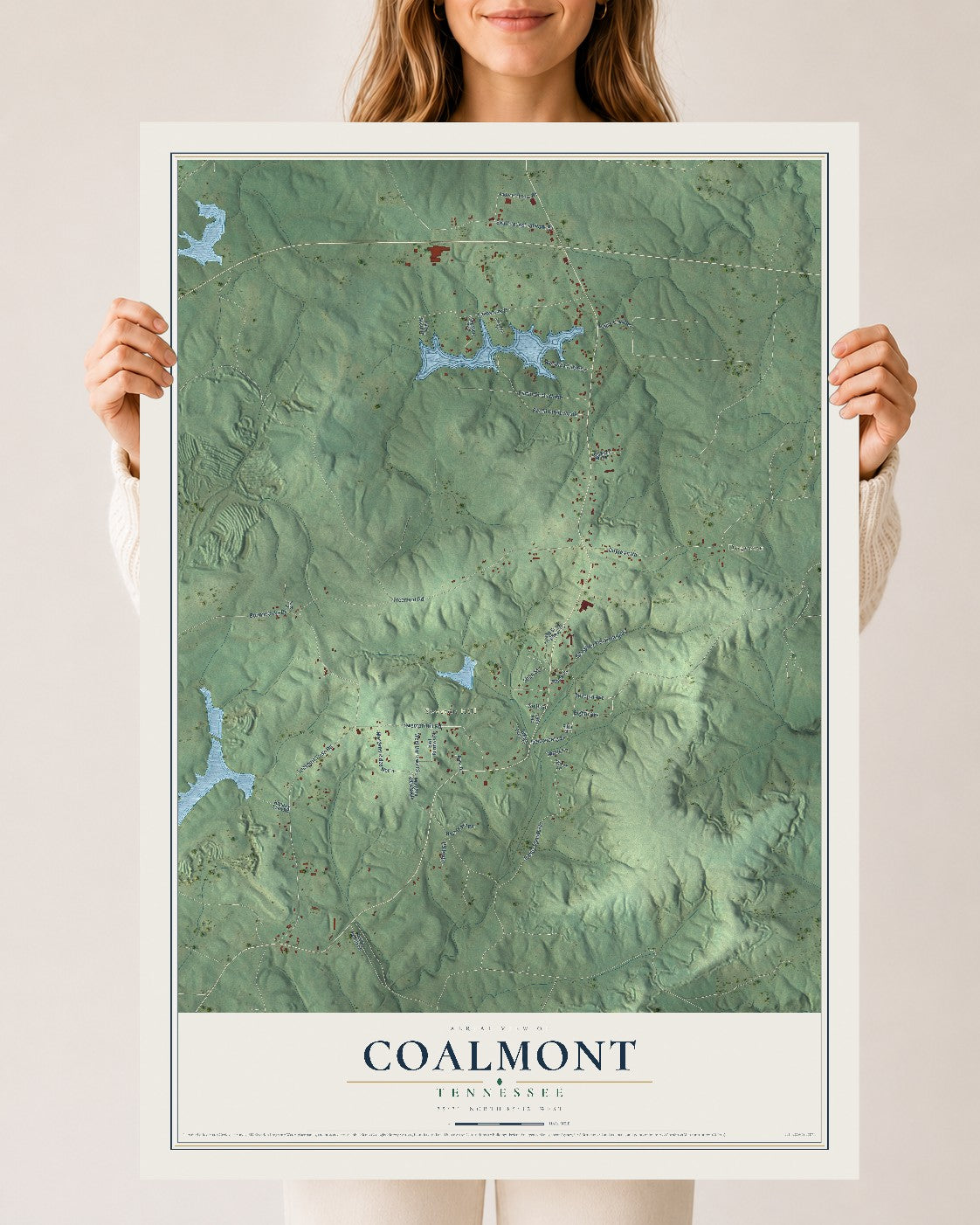 Map of Coalmont, Tennessee, 24 x 36 inch unframed archival matte print