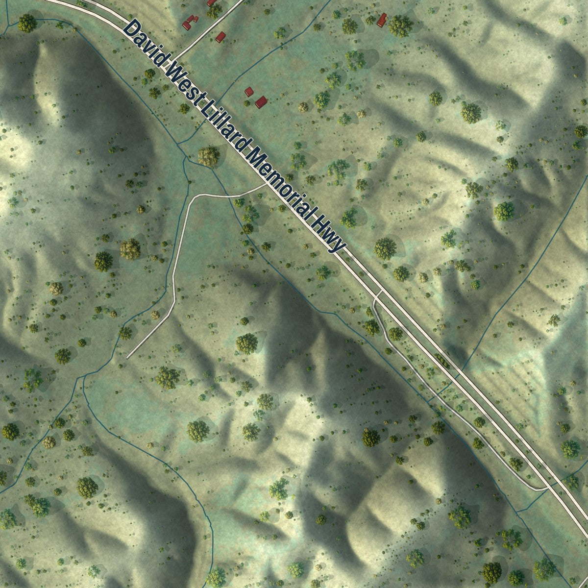 Second close-up of the map of Decatur, Tennessee print showing more streets and buildings