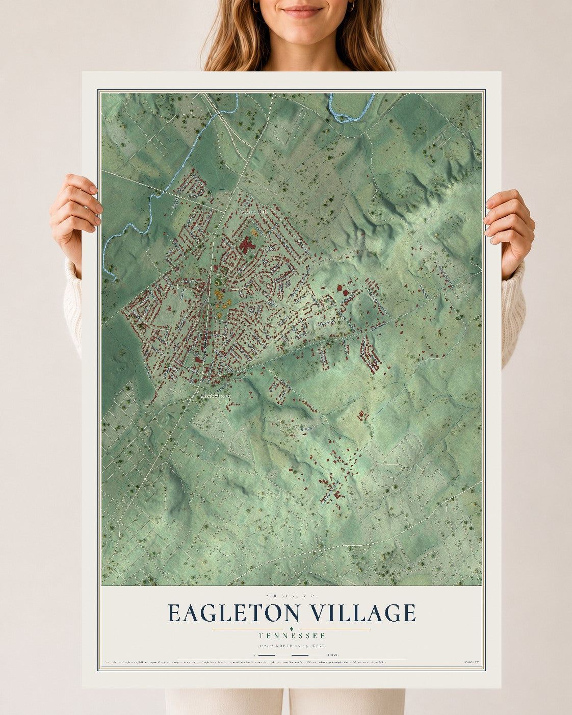 Map of Eagleton Village, Tennessee, 24 x 36 inch unframed archival matte print
