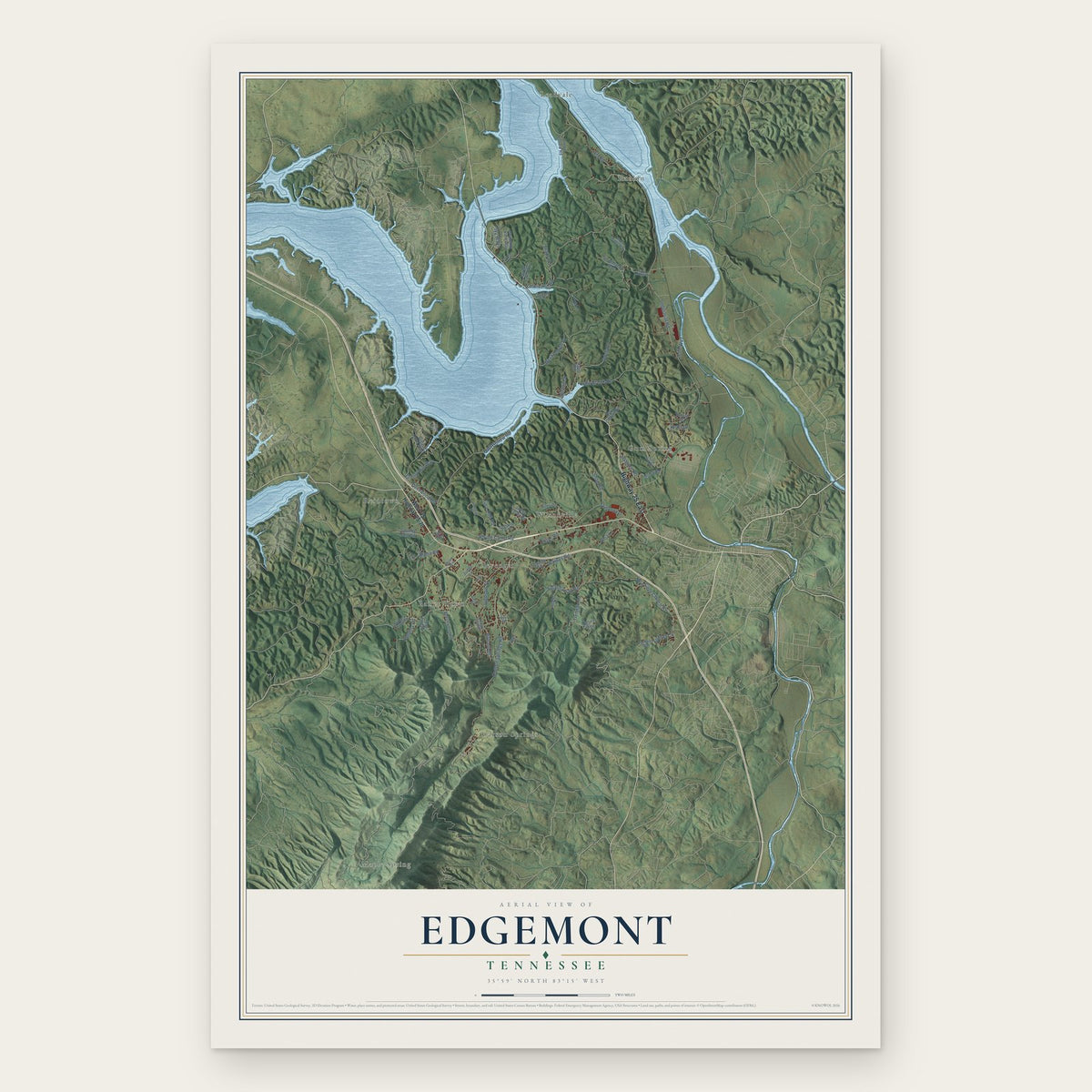 Edgemont, Tennessee map print, the full design
