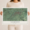 Map of Elizabethton, Tennessee, 12 x 18 inch unframed archival matte print