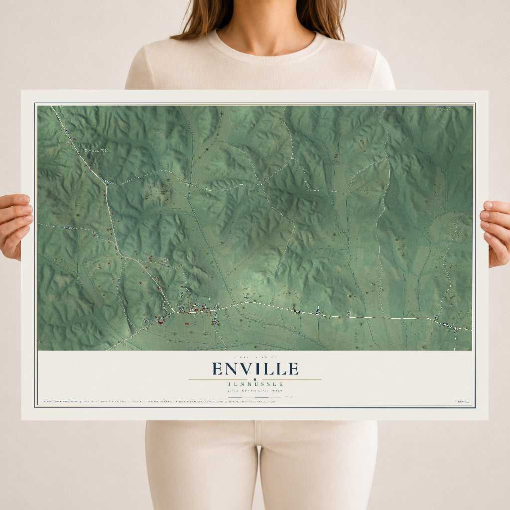 Map of Enville, Tennessee, 18 x 24 inch unframed archival matte print