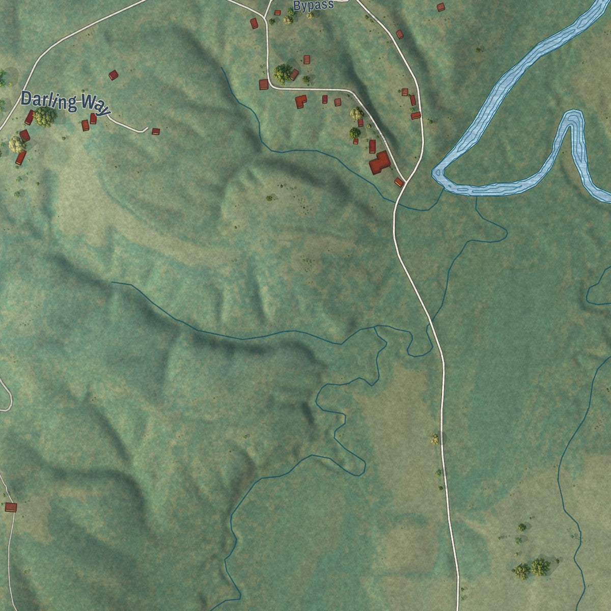 Close-up of the map of Essary Springs, Tennessee print showing street and building detail
