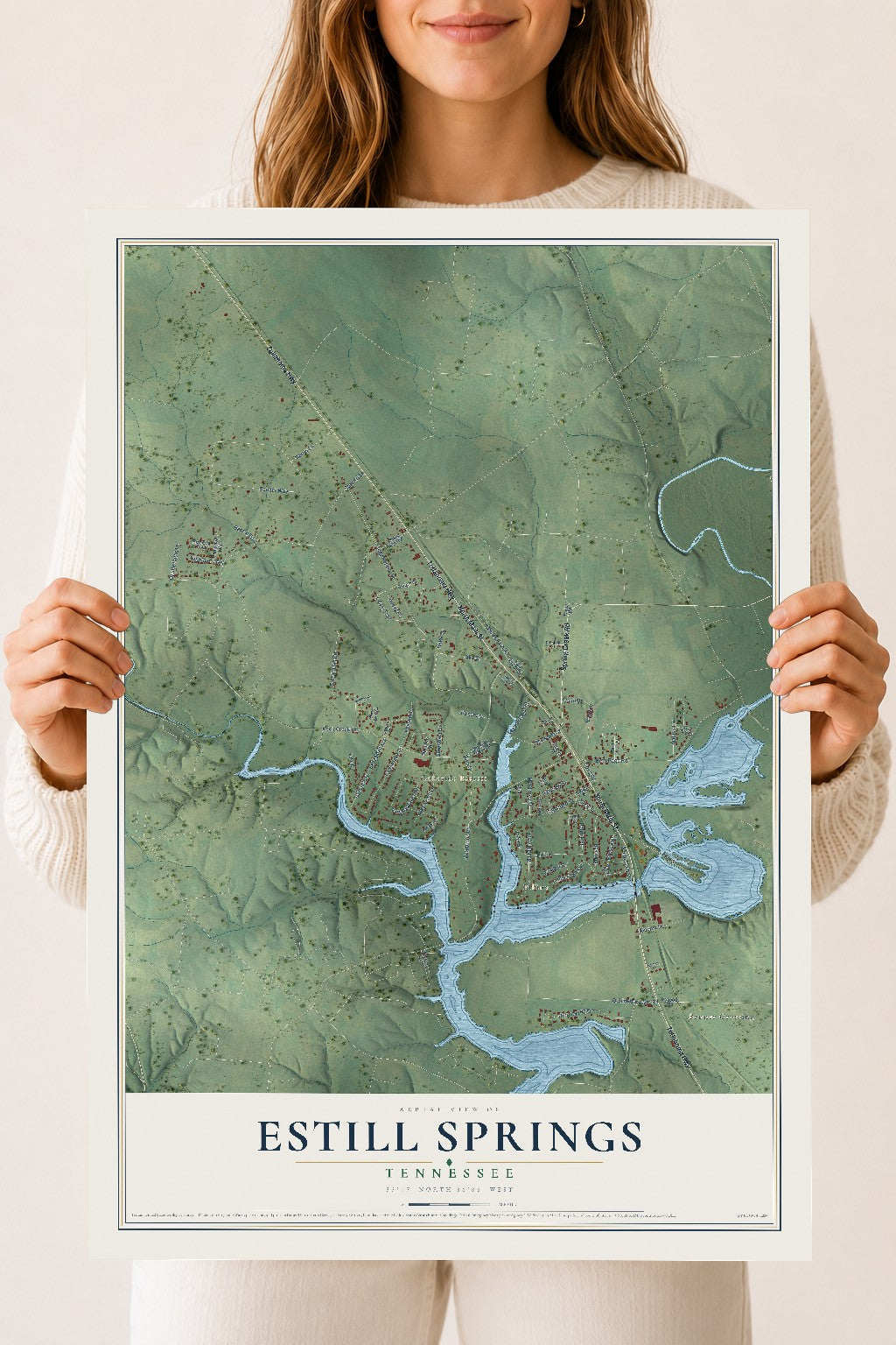 Map of Estill Springs, Tennessee, 18 x 24 inch unframed archival matte print