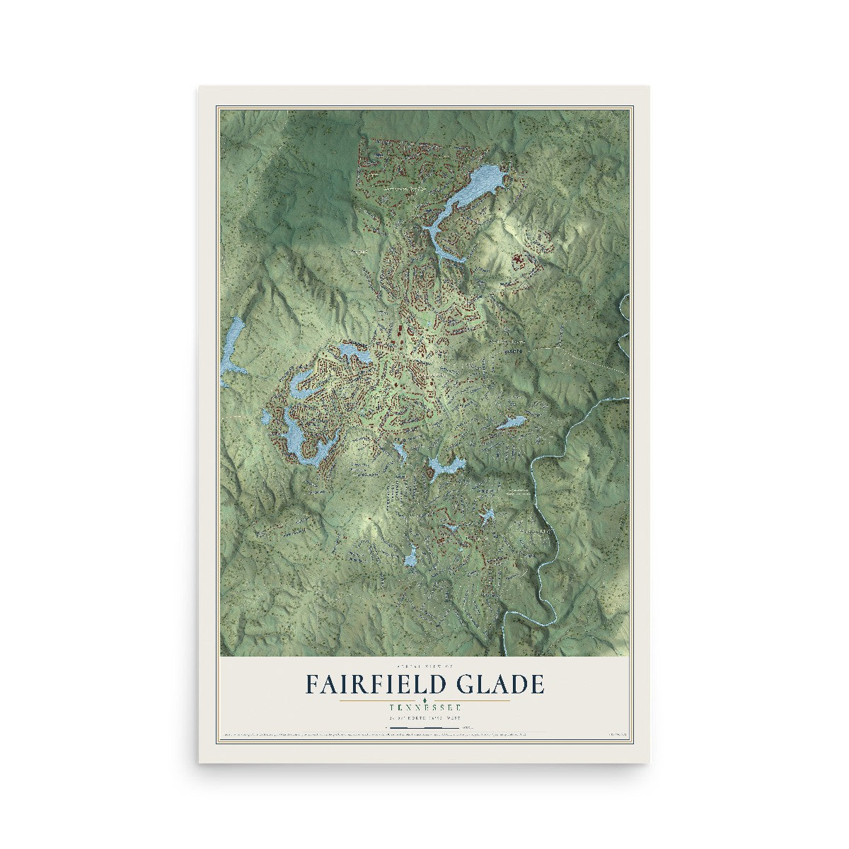 Map of Fairfield Glade, Tennessee, 12 x 18 inch unframed archival matte print