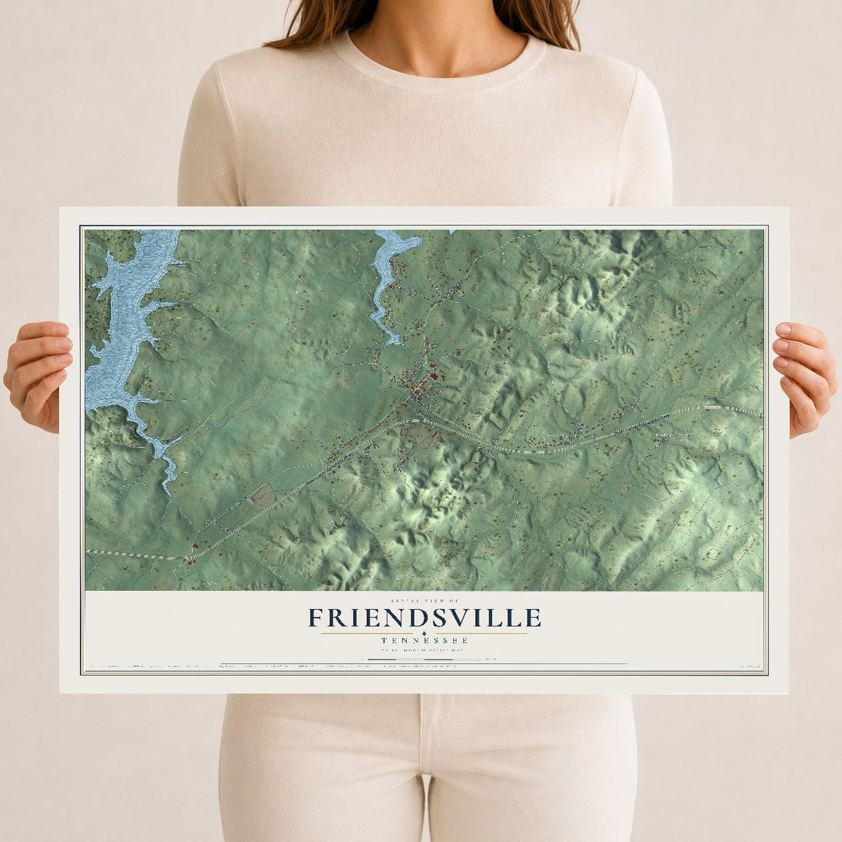 Map of Friendsville, Tennessee, 12 x 18 inch unframed archival matte print