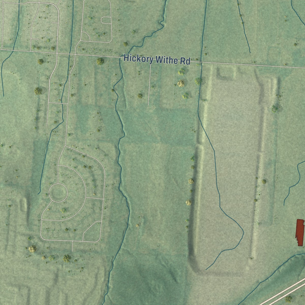 Second close-up of the map of Gallaway, Tennessee print showing more streets and buildings