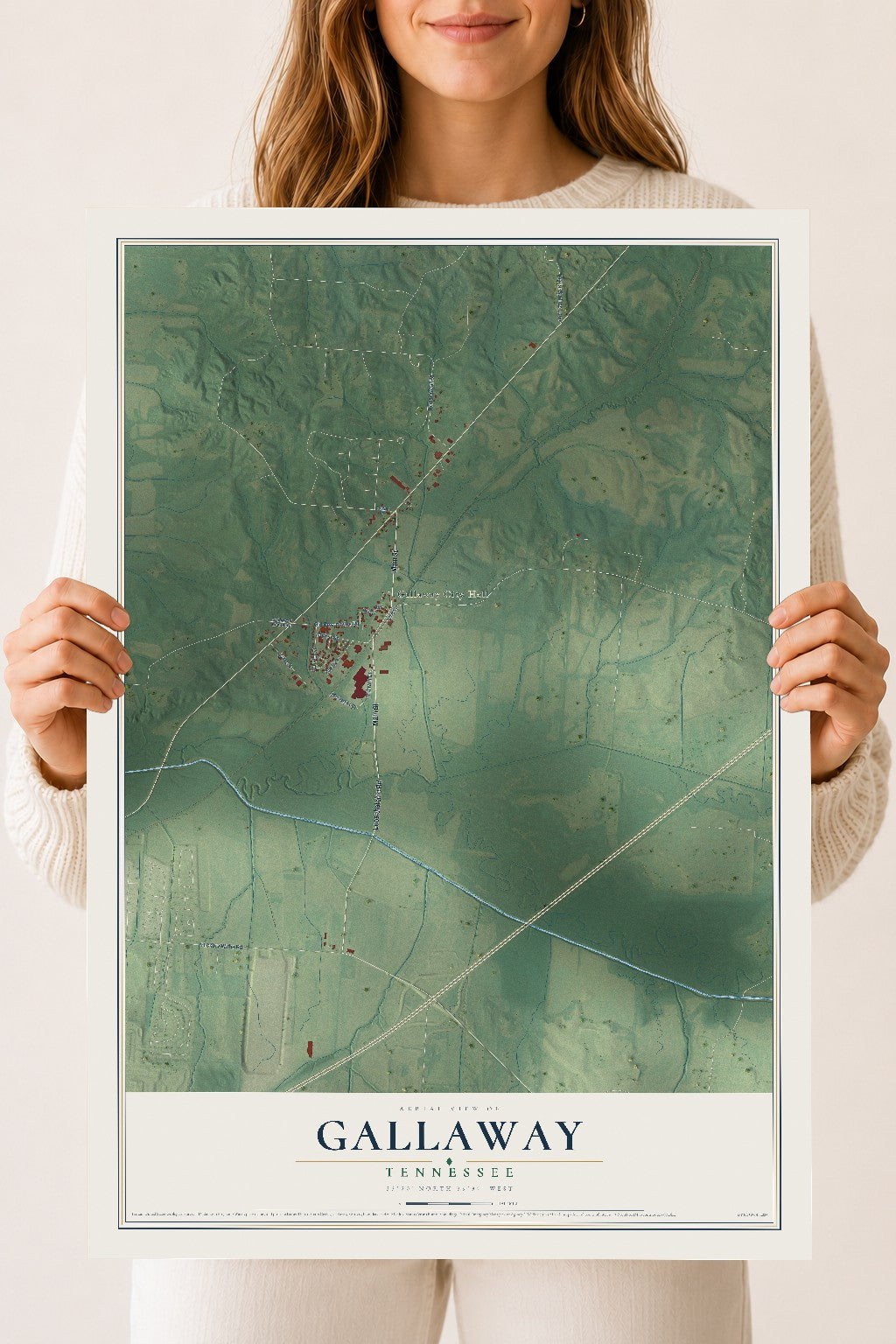 Map of Gallaway, Tennessee, 18 x 24 inch unframed archival matte print