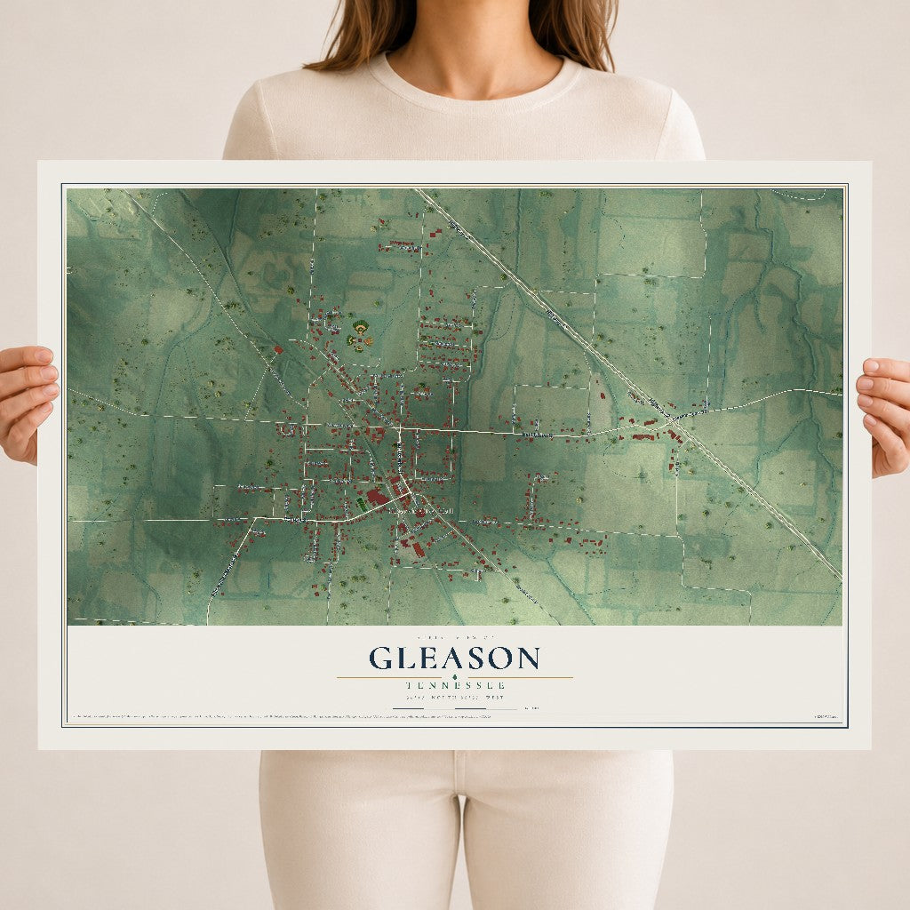 Map of Gleason, Tennessee, 18 x 24 inch unframed archival matte print