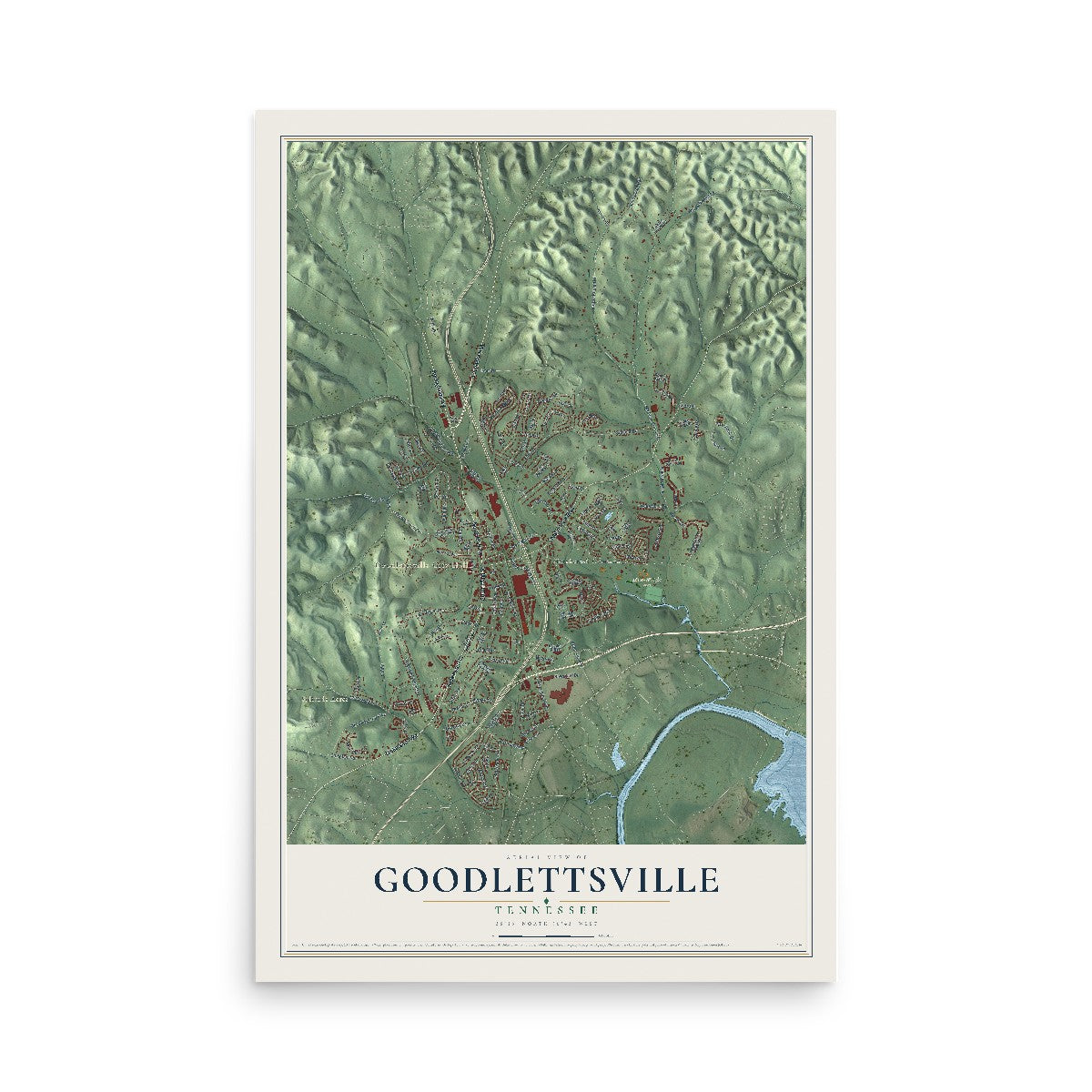 Map of Goodlettsville, Tennessee, 12 x 18 inch unframed archival matte print