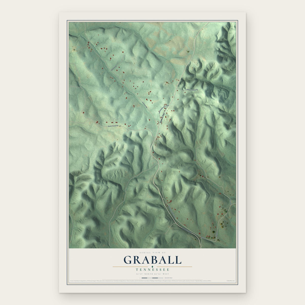 Graball, Tennessee map print, the full design