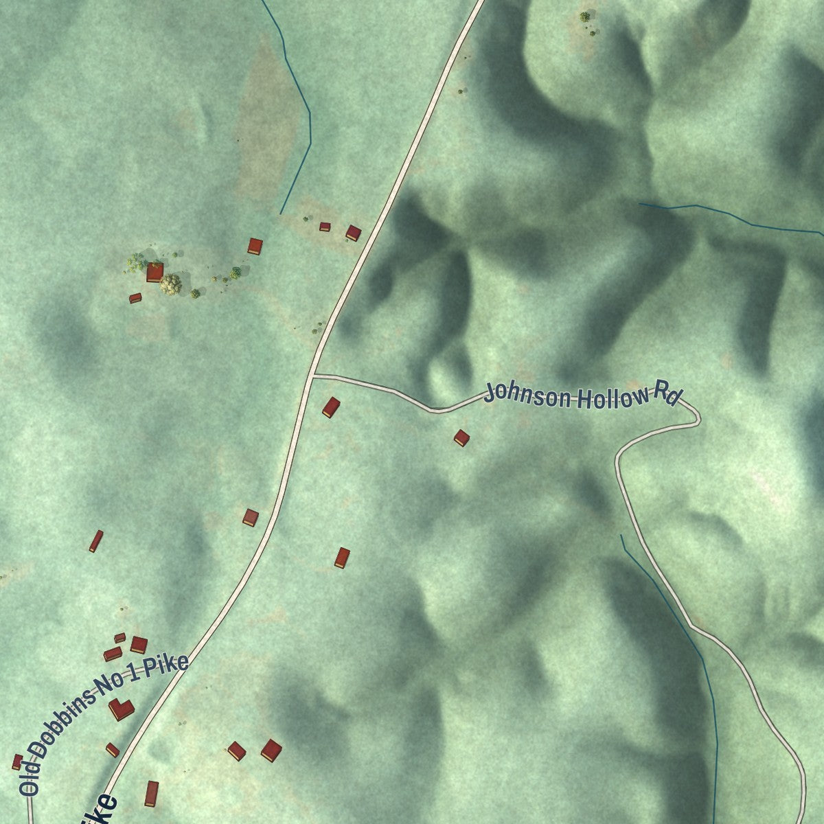 Close-up of the map of Graball, Tennessee print showing street and building detail