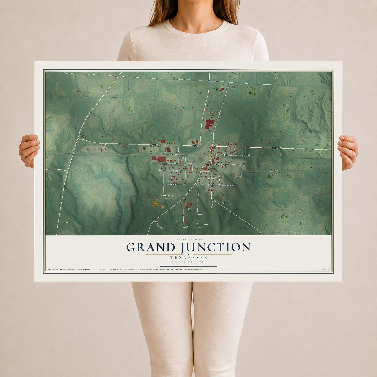 Map of Grand Junction, Tennessee, 24 x 36 inch unframed archival matte print