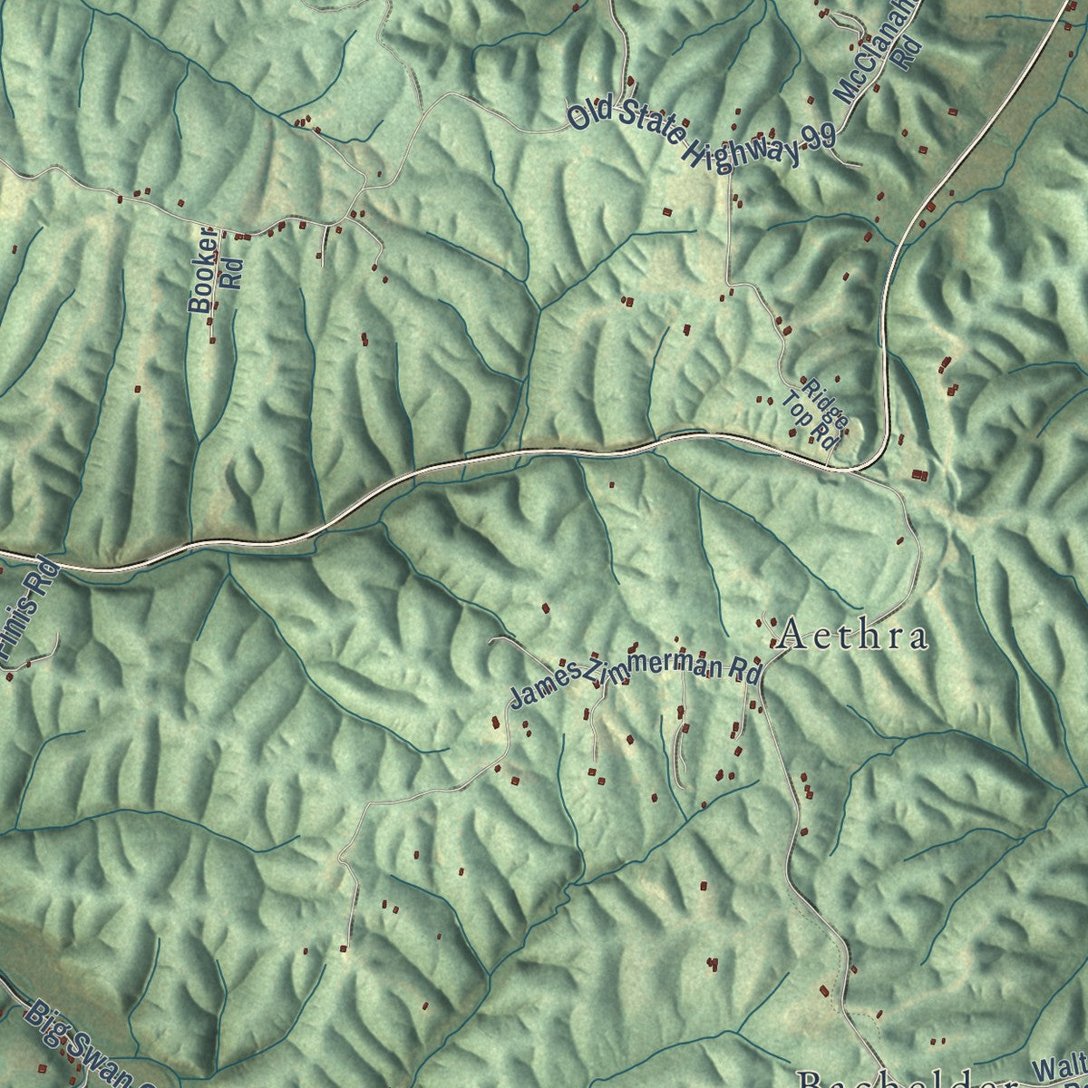 Close-up of the map of Hampshire, Tennessee print showing street and building detail