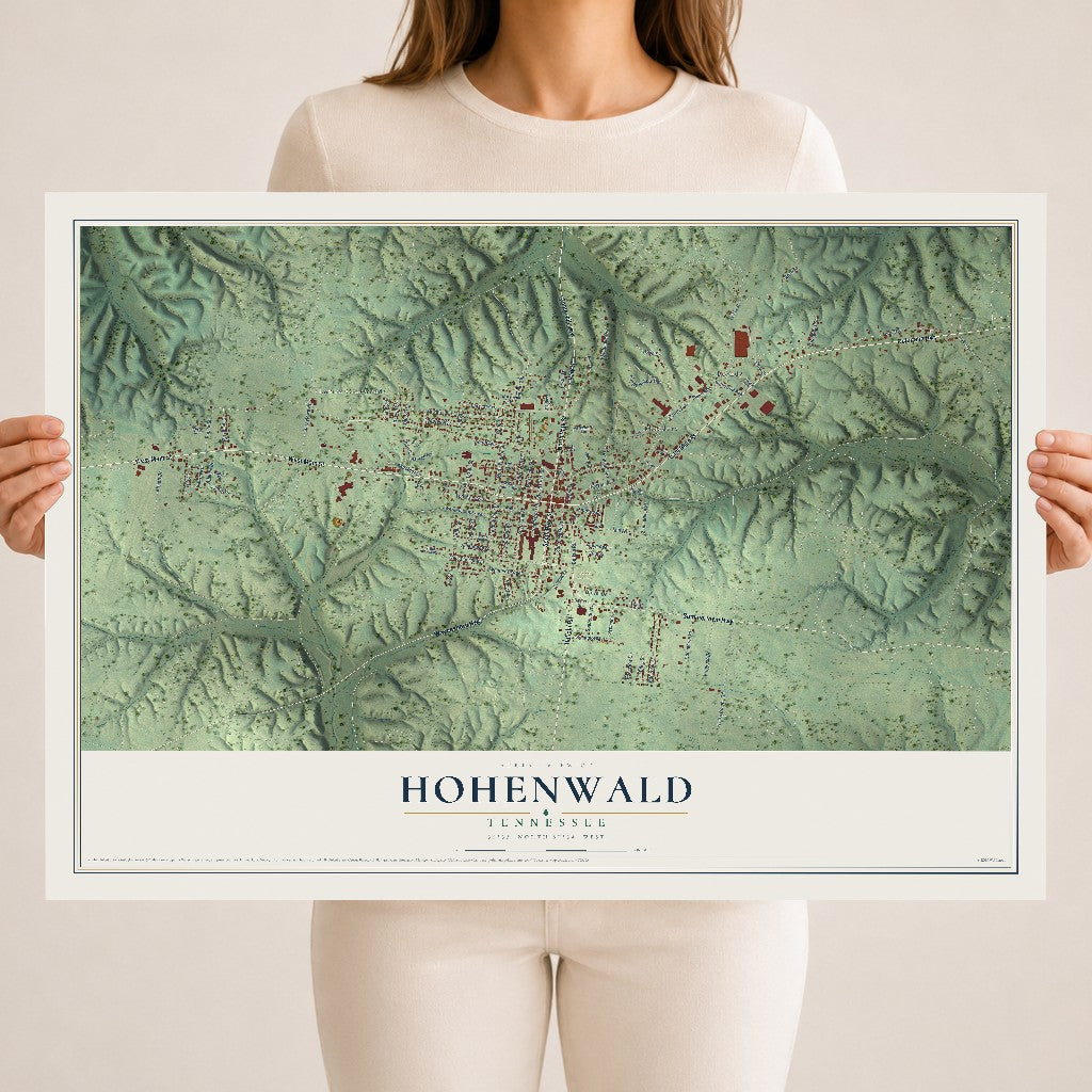 Map of Hohenwald, Tennessee, 18 x 24 inch unframed archival matte print