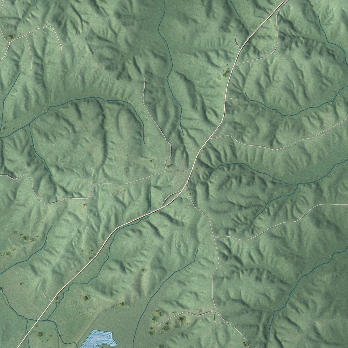 Second close-up of the map of Huntingdon, Tennessee print showing more streets and buildings