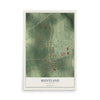 Map of Huntland, Tennessee, 12 x 18 inch unframed archival matte print