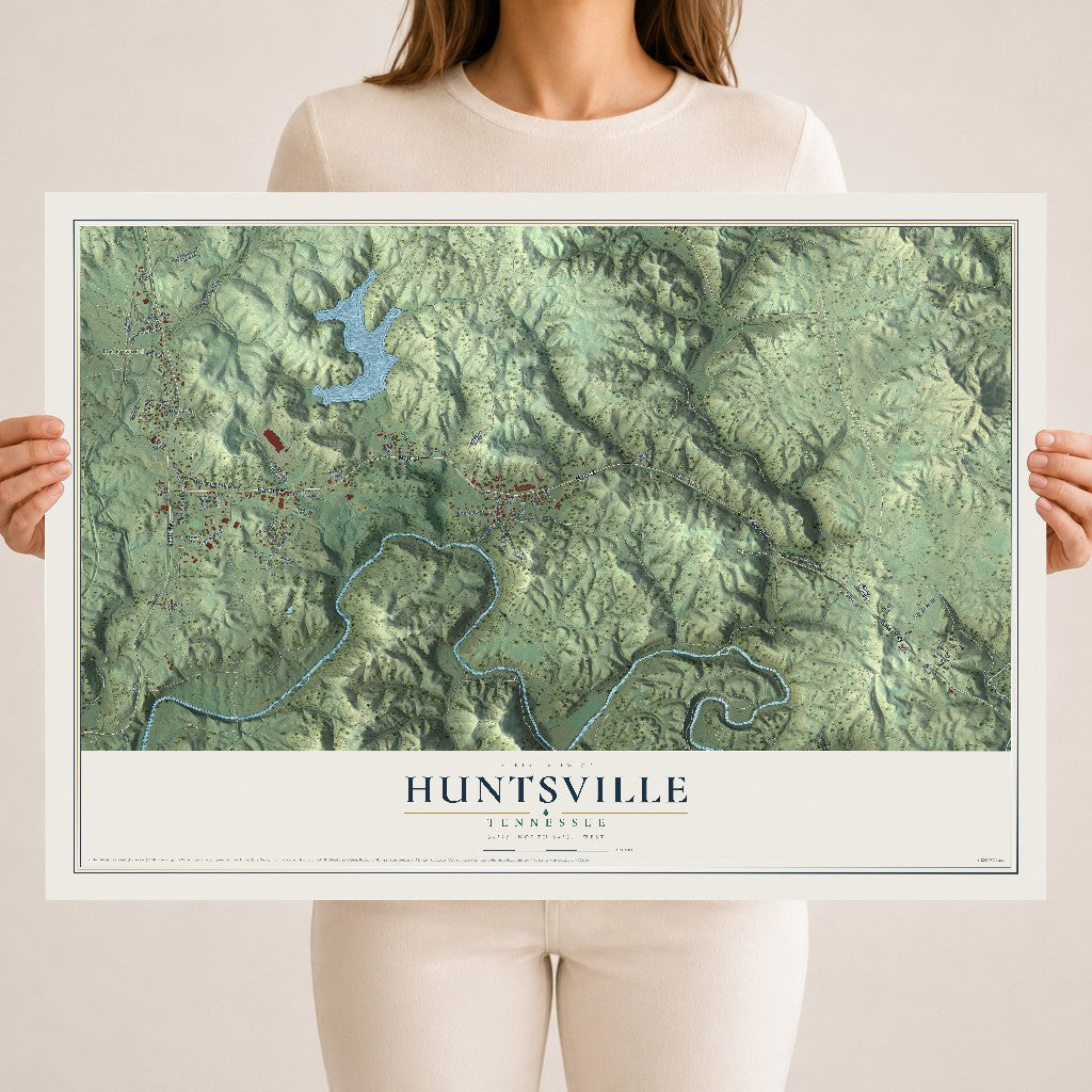 Map of Huntsville, Tennessee, 18 x 24 inch unframed archival matte print