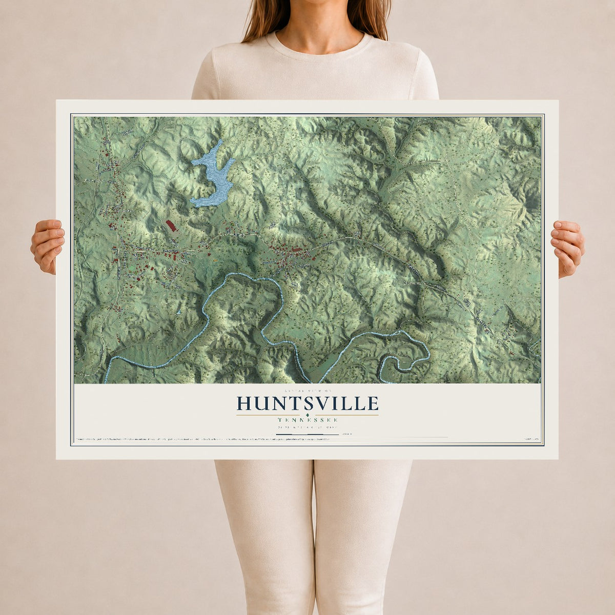 Map of Huntsville, Tennessee, 24 x 36 inch unframed archival matte print