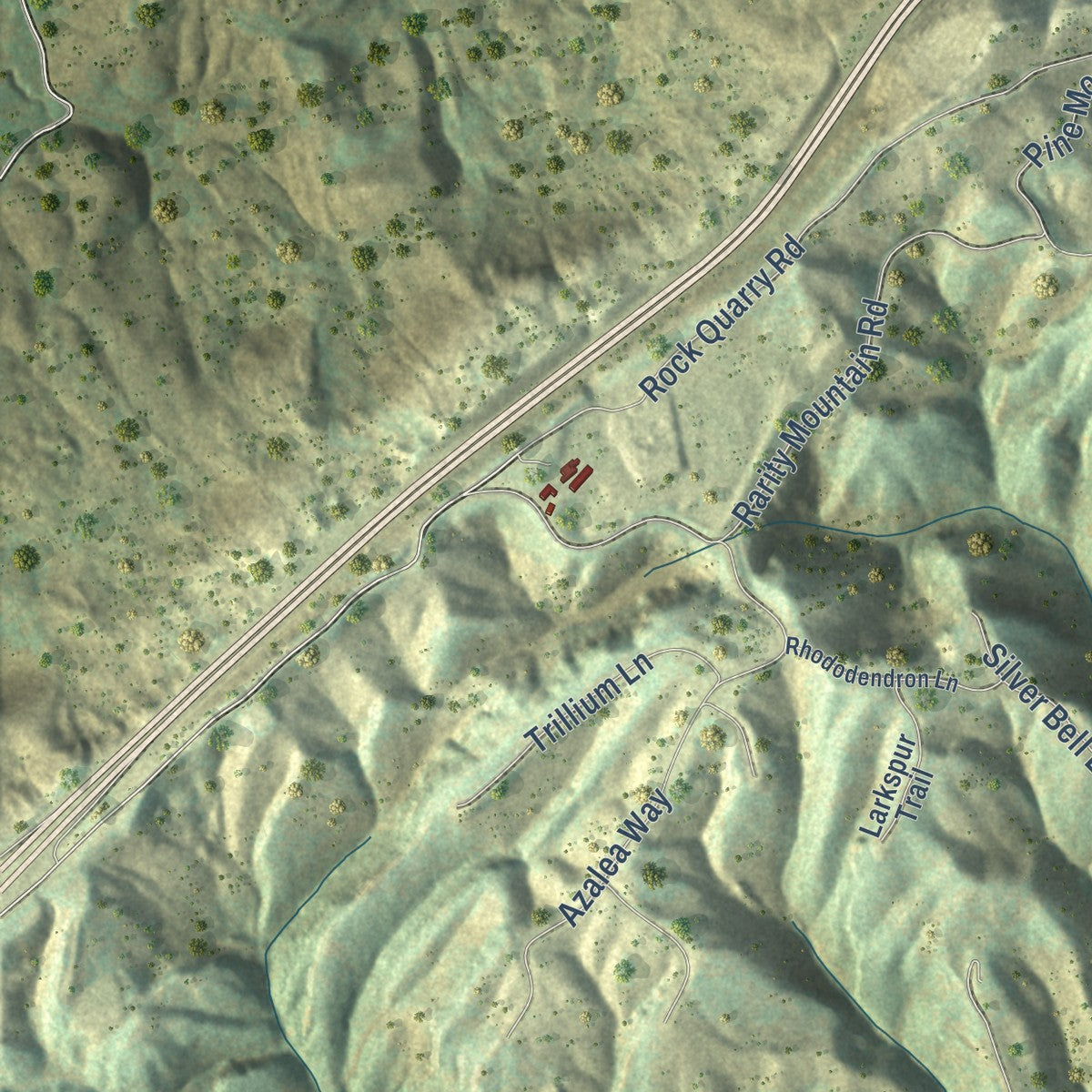Close-up of the map of Jellico, Tennessee print showing street and building detail