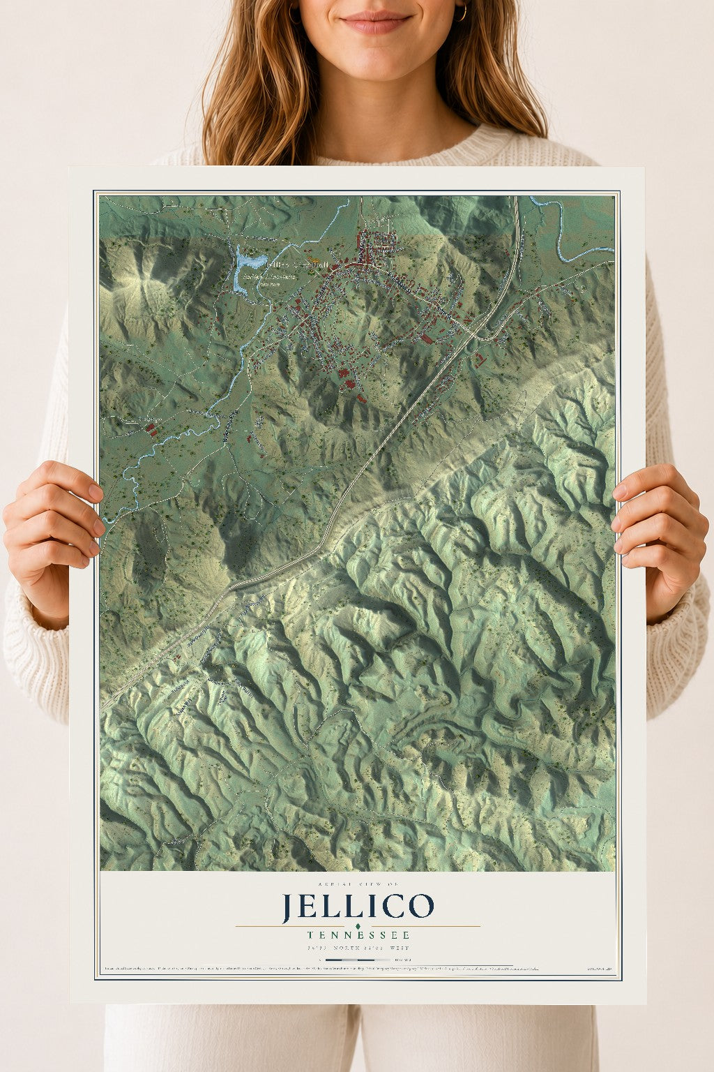 Map of Jellico, Tennessee, 18 x 24 inch unframed archival matte print