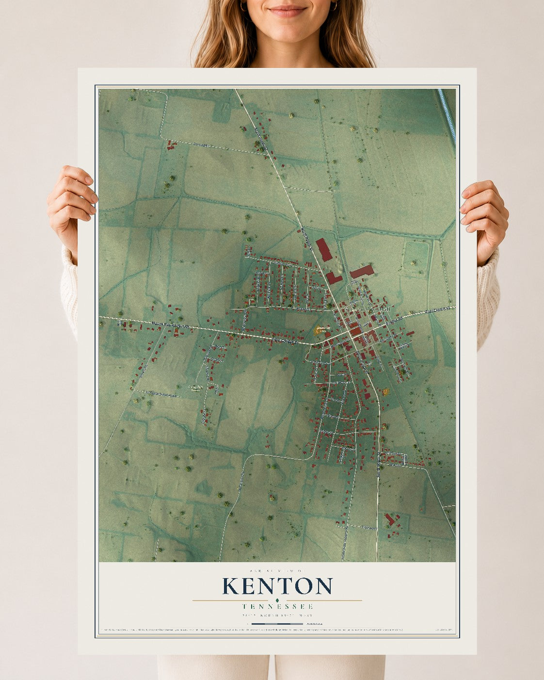 Map of Kenton, Tennessee, 24 x 36 inch unframed archival matte print