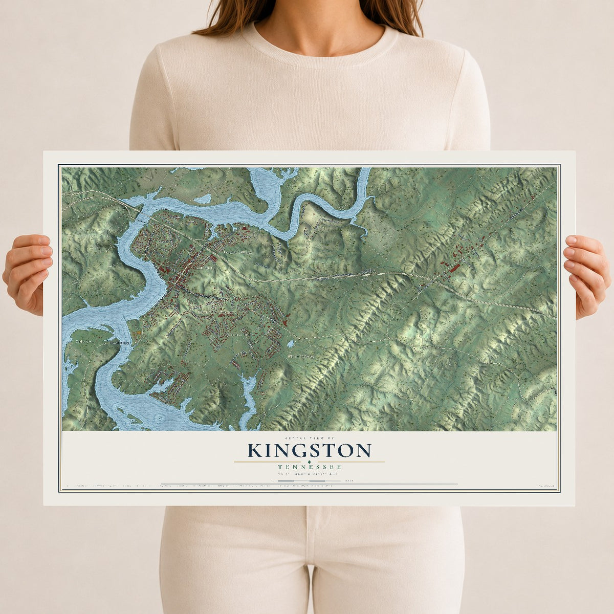 Map of Kingston, Tennessee, 12 x 18 inch unframed archival matte print