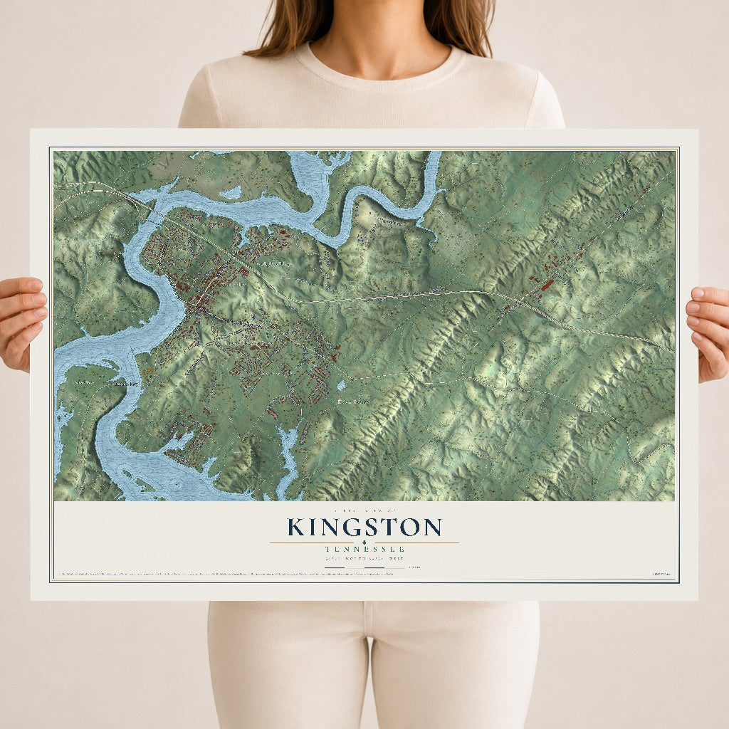 Map of Kingston, Tennessee, 18 x 24 inch unframed archival matte print