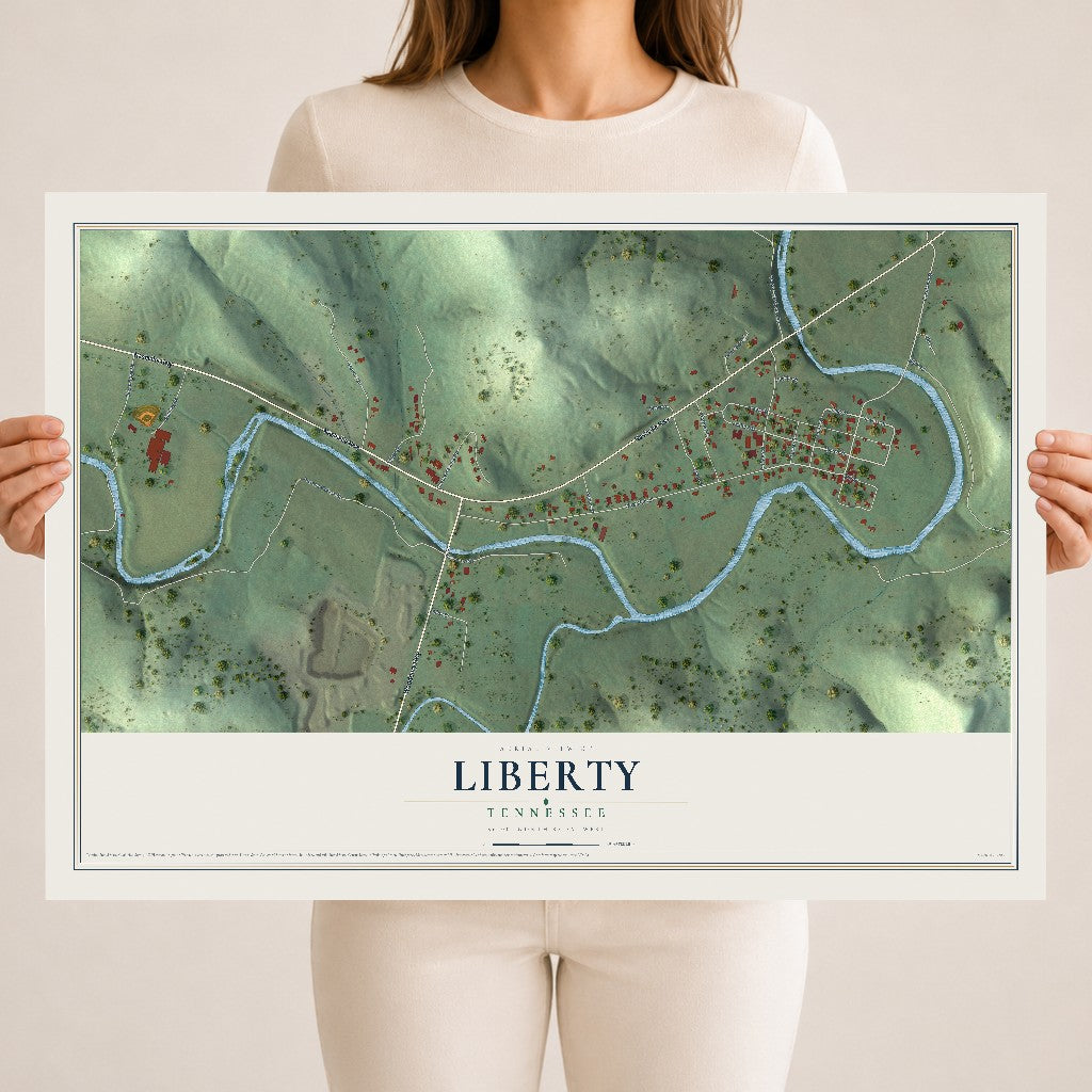 Map of Liberty, Tennessee, 18 x 24 inch unframed archival matte print