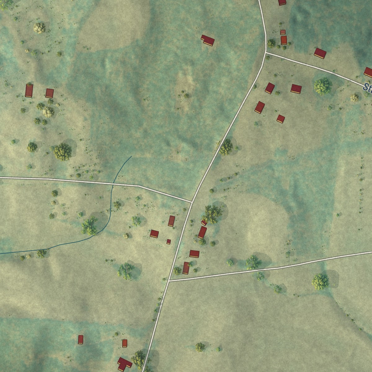 Close-up of the map of Luray, Tennessee print showing street and building detail