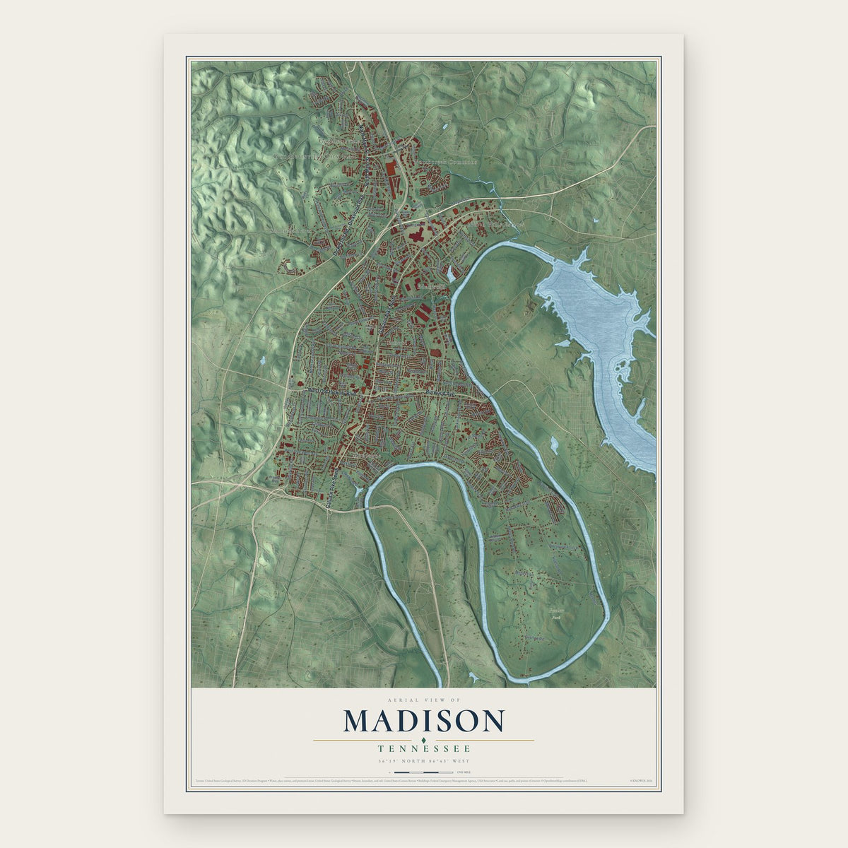 Madison, Tennessee map print, the full design