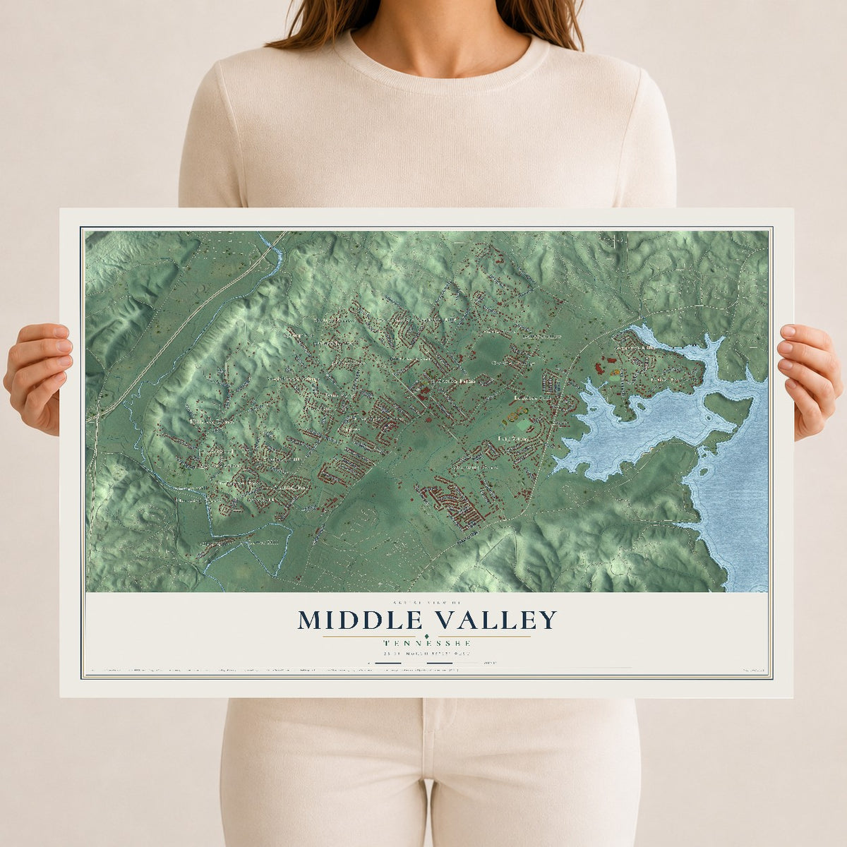 Map of Middle Valley, Tennessee, 12 x 18 inch unframed archival matte print