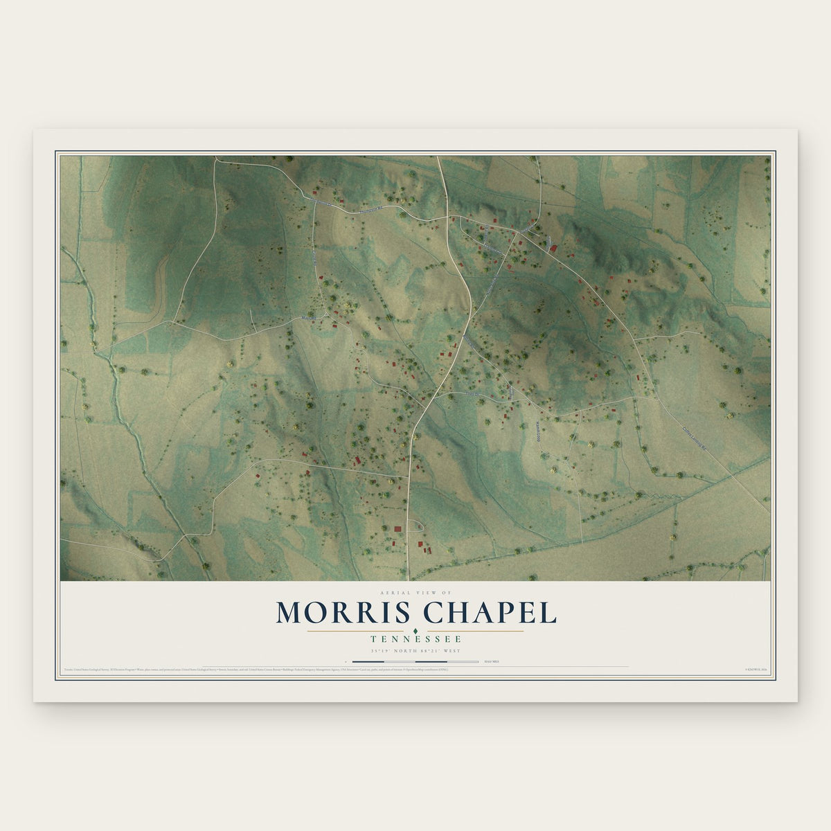 Morris Chapel, Tennessee map print, the full design