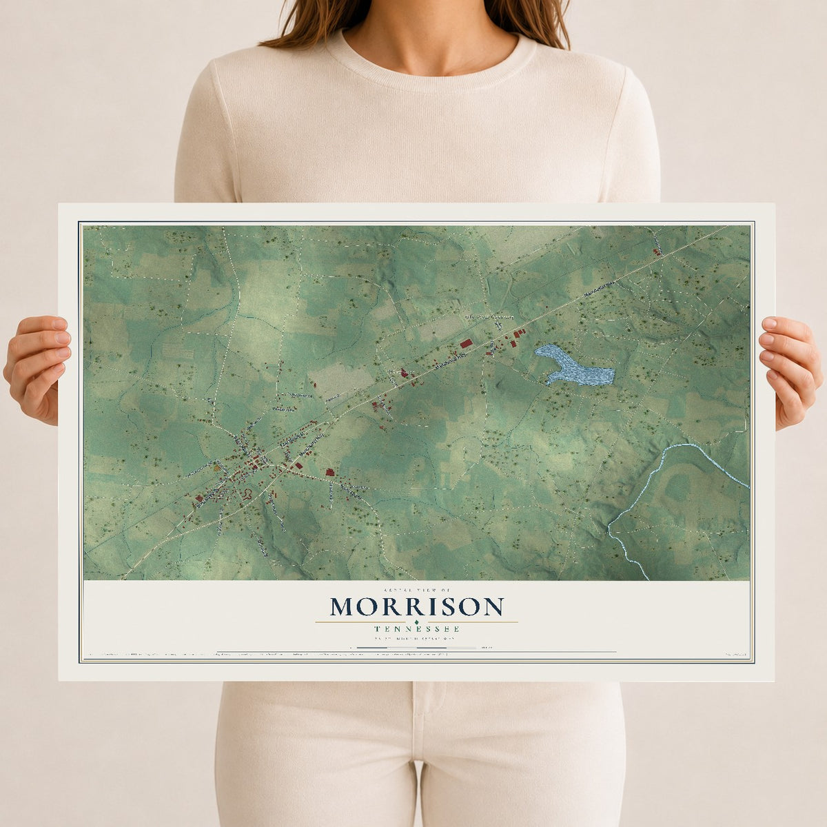 Map of Morrison, Tennessee, 12 x 18 inch unframed archival matte print