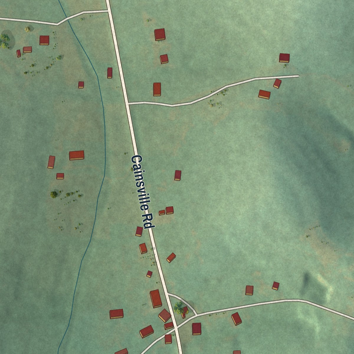 Close-up of the map of Norene, Tennessee print showing street and building detail