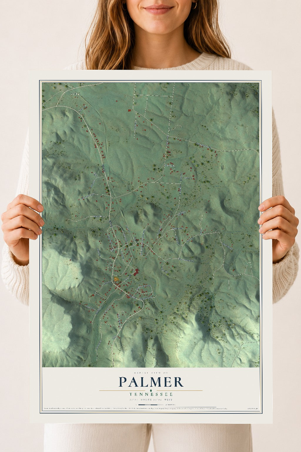 Map of Palmer, Tennessee, 18 x 24 inch unframed archival matte print