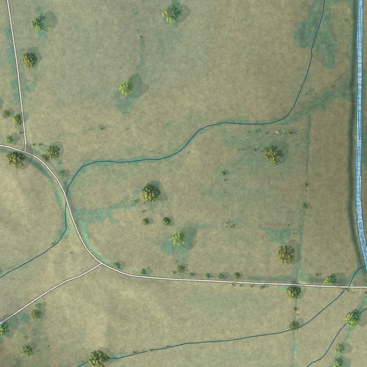 Close-up of the map of Palmersville, Tennessee print showing street and building detail