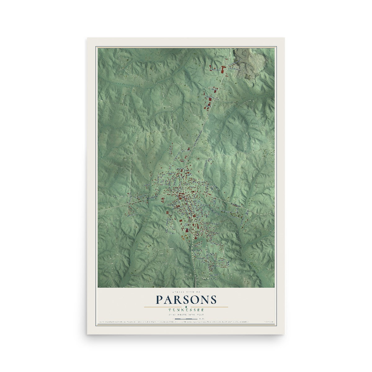 Map of Parsons, Tennessee, 12 x 18 inch unframed archival matte print