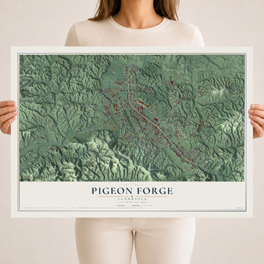 Map of Pigeon Forge, Tennessee, 18 x 24 inch unframed archival matte print