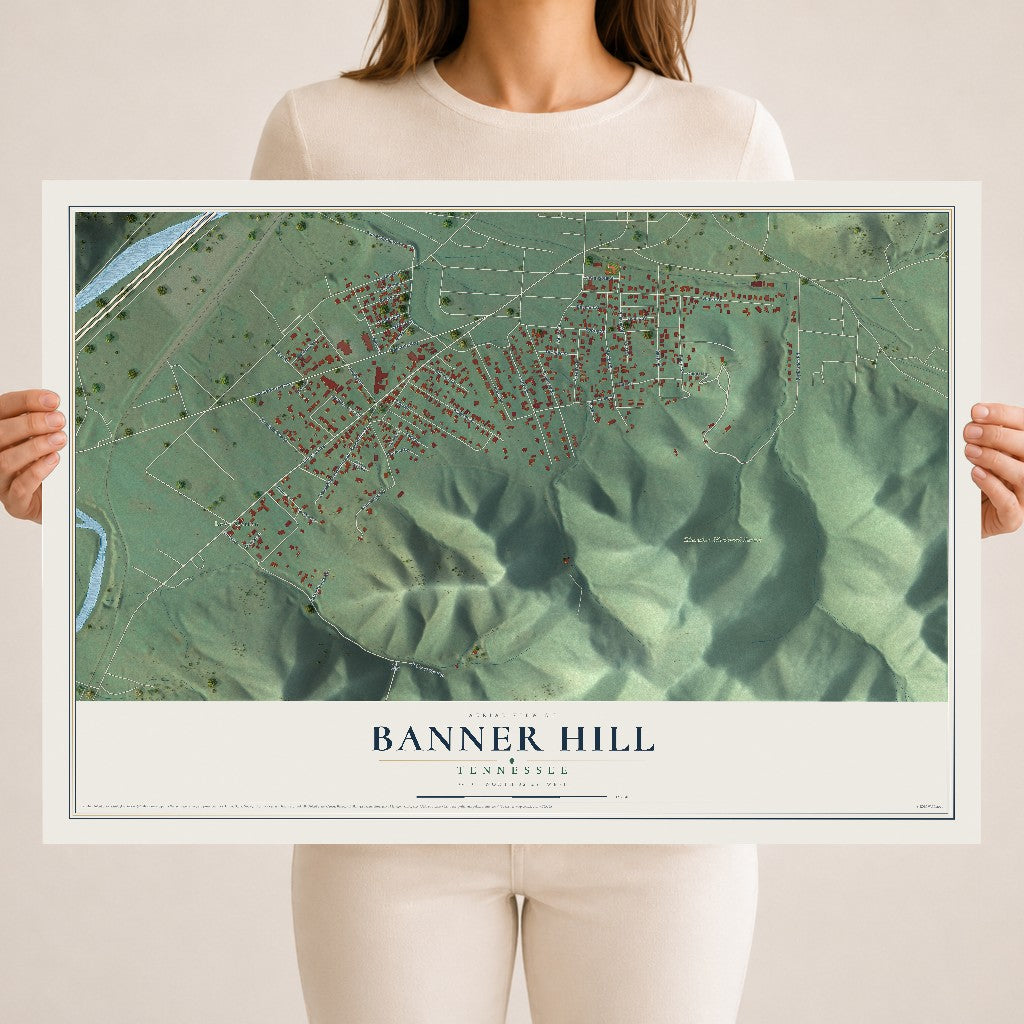 Map of Banner Hill, Tennessee, 18 x 24 inch unframed archival matte print