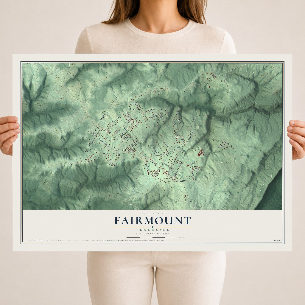 Map of Fairmount, Tennessee, 18 x 24 inch unframed archival matte print
