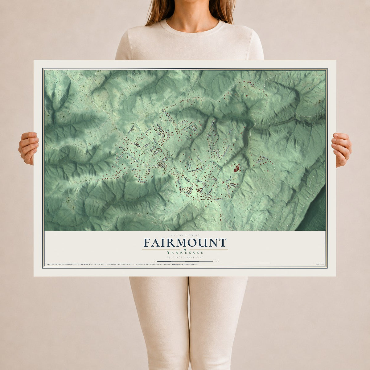 Map of Fairmount, Tennessee, 24 x 36 inch unframed archival matte print