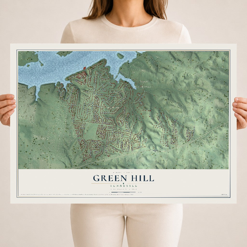 Map of Green Hill, Tennessee, 18 x 24 inch unframed archival matte print