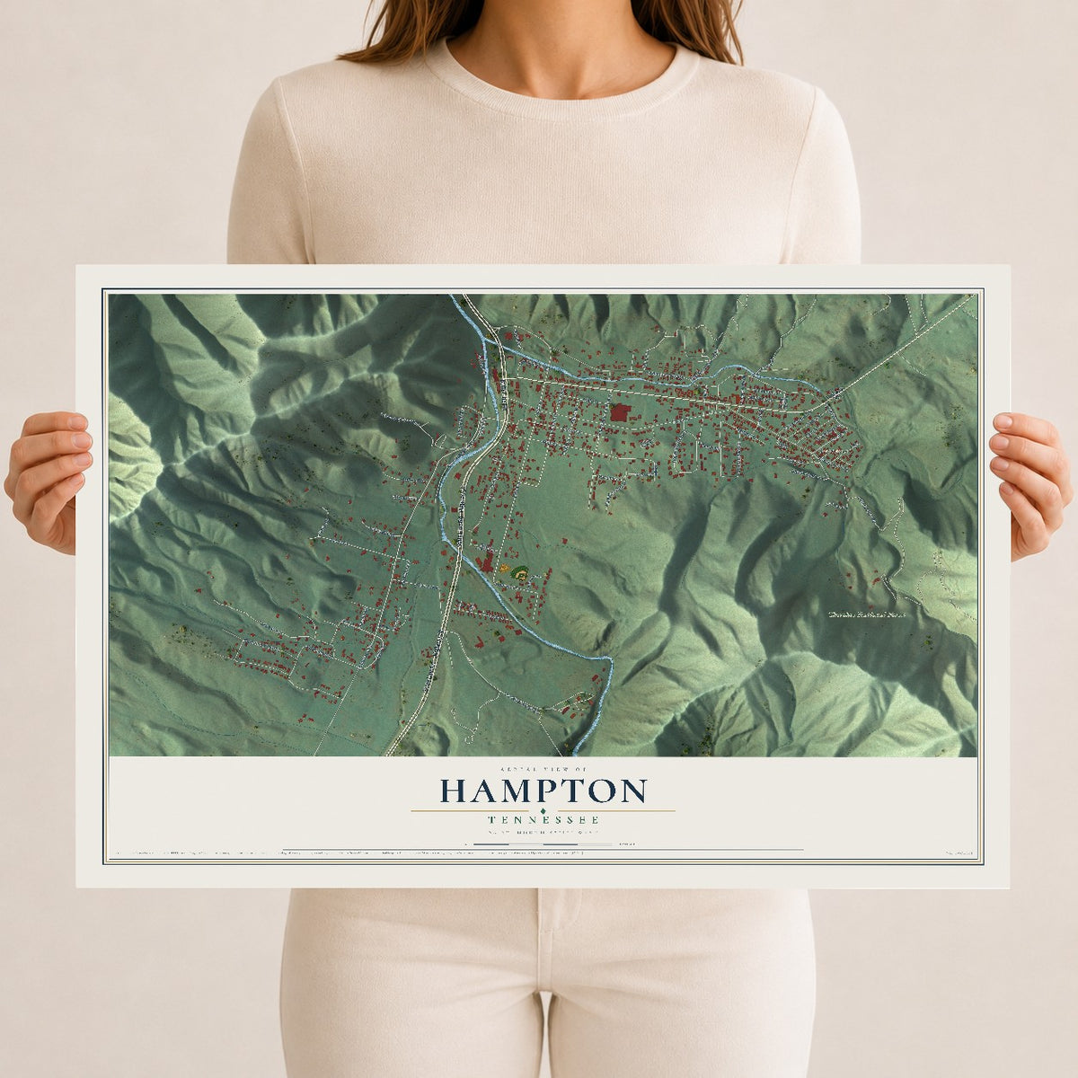 Map of Hampton, Tennessee, 12 x 18 inch unframed archival matte print